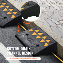 Rubber Curb Ramp 2 Pack, 5" Rise Height Heavy-Duty 33069 lbs/15 T Capacity Threshold Ramps, Driveway Ramps with Stable Grid Structure for Cars, Wheelchairs, Bikes, Motorcycles