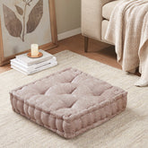 Poly Chenille Square Floor Pillow Cushion Blush 20x20"