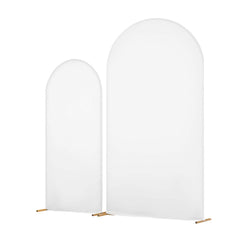 Arch Backdrop Stand, Set of 2, 7.2 ft and 6 ft, Stable Structure, Easy Assembly, Gold Metal Arch Backdrop Stand with Cover for Wedding, Birthday Party, Celebration, and Ceremony Decoration