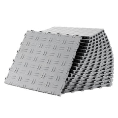 Garage Tiles Interlocking, 12 x 12 x 0.53 inch 50 Pack Garage Floor Covering Tiles, Non-Slip Double-Sided Texture Garage Flooring Tiles, for Garages, Basements, Repair Shops, Silver