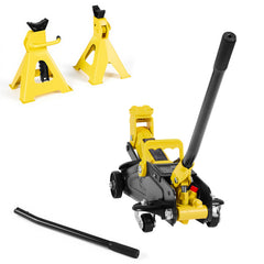 Low Profile Floor Jack, 2 Ton (4400 lbs) Capacity, Steel Racing Floor Jack with Stands, Single Piston Quick Lift Pump, Hydraulic Trolley Car Lift for Compact SUVs, Lifting Range 5.1-12.2 Inches