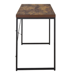 Weathered Oak and Black Writing Desk with Metal Sled Base