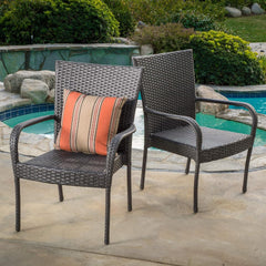 LITTLETON GREY PE WICKER STACKING CHAIR 1pc