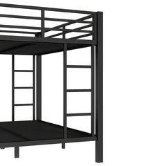 Metal Full XL over Queen Bunk Bed for Teens and Adults,Space-Saving/Noise Reduced/No Box Spring Needed,Black