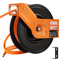 Retractable Air Hose Reel 3/8 IN x 50FT Rubber Air Hose Reel Max 300 PSI