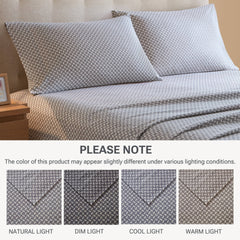 4-Piece Full 100% Cotton Flannel Printed Sheet Set,Snowflake