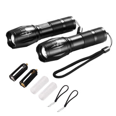 2 Pack Flashlights 2000 High Lumens 5 Modes Adjustable Focus Flashlight