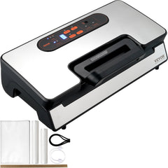 Vacuum Sealer Machine, 90Kpa 130W Powerful Dual Pump and Dual Sealing, Dry and Moist Food Storage, Automatic and Manual Air Sealing System with Built-in Cutter, with Seal Bag and External Hose