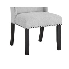 Vinz Dining Side Chair Set of 2, Light Gray Cotton Polyester, Black Legs