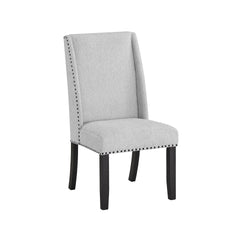Vinz Dining Side Chair Set of 2, Light Gray Cotton Polyester, Black Legs