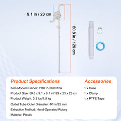 Drum Pump, 6.5 GPM Flow, Rotary Barrel Pump Hand Crank, Fits 5 to 55 Gallon Drums with 3-Section Suction Tube Assembly and Hose, Designed for Fast Transfer of Water, Alcohol, Corrosive Liquids