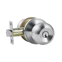 Round Privacy Door Knob for Bedroom Bathroom Satin Nickel Knob Keyed Entry