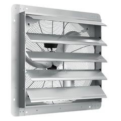 24'' Shutter Exhaust Fan, High-speed 3320 CFM, Aluminum Wall Mount Attic Fan with AC-motor, Ventilation and Cooling for Greenhouses, Garages, Sheds, Shops, FCC