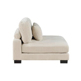 Rix 45 inch Modular Armless Chair, Beige Corduroy Fabric, Black Wood Legs