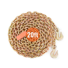 Transport Binder Chain, 4900 lbs Working Load Limit, 5/16'' x 20' G80 Tow Chain Tie Down with Grab Hooks, DOT Certified, Galvanized Coating Manganese Steel for Dock Factory Construction Site