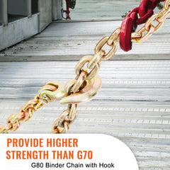 Transport Binder Chain, 4900 lbs Working Load Limit, 5/16'' x 20' G80 Tow Chain Tie Down with Grab Hooks, DOT Certified, Galvanized Coating Manganese Steel for Dock Factory Construction Site