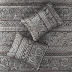 6-Piece King/Cal King 6 Piece Jacquard Quilt Set with Throw Pillows,Grey