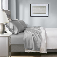 4-Piece Queen HeiQ Smart Temperature Cotton Blend Sheet Set, Grey