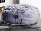 Modern 5-Foot Round Memory Foam Bean Bag Soft Faux Fur Cover Bean Bag Chair, Purple