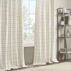 1 PCS 50x108" Plaid Rod Pocket and Back Tab Curtain Panel with Fleece Lining Natural