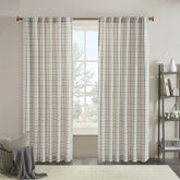 1 PCS 50x108" Plaid Rod Pocket and Back Tab Curtain Panel with Fleece Lining Natural