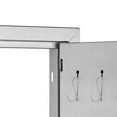 BBQ Access Door, 24W x 24H Inch Double Outdoor Kitchen Door, Stainless Steel Flush Mount Door, Double Wall Vertical Door with Handles and Hooks, for BBQ Island, Grilling Station, Outside Cabinet