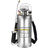 2Gal Stainless Steel Sprayer, Set with 20" Wand& Handle& 3FT Reinforced Hose, Hand Pump Sprayer with Pressure Gauge&Safety Valve, Adjustable Nozzle Suitable for Gardening and Sanitizing