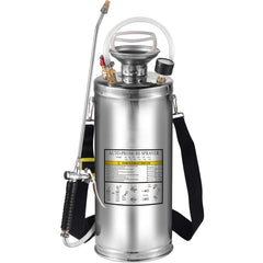 2Gal Stainless Steel Sprayer, Set with 20" Wand& Handle& 3FT Reinforced Hose, Hand Pump Sprayer with Pressure Gauge&Safety Valve, Adjustable Nozzle Suitable for Gardening and Sanitizing