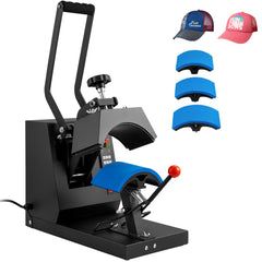 Hat Heat Press, 4-in-1 Cap Heat Press Machine, 6x3inches Clamshell Sublimation Transfer, LCD Digital Timer Temperature Control with 4pcs Curved Heating Elements (6x3/6.7x2.7/6.7x2.7/8.1x3.5)