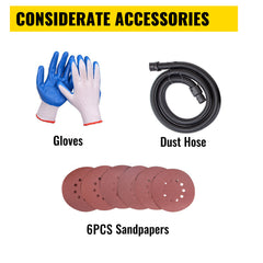 Drywall Sander 850W Electric, Electric Sander Variable Speed 800-1750RPM, Drywall Sander Foldable Sheetrock Sander, with Telescope Handle, Vacuum Bag Drywall Sanders 6 Sand Pads