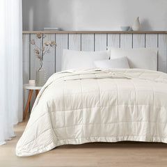 Oversized Down Alternative Blanket with Satin Trim Ivory King