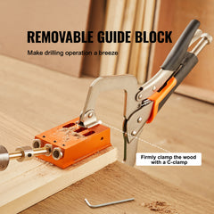 Pocket Hole Jig Kit, 34 Pcs Pocket Hole Jig System with 11" C-clamp, Fixture, Step Drills, Wrenches, Drill Stop Rings, Square Drive Bits, Toolbox, Adjustable, for DIY Carpentry Projects