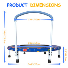 36inch Mini Trampoline for Kids Ages 1-6 Indoor Outdoor Trampoline with Handle Fun for Kids