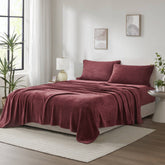3 PCS Twin Micro Plush Sheet Set Burgundy