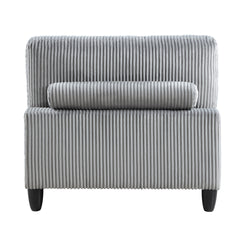 Living Room Furniture Armless Chair Gray Corduroy Upholstery 1pc Armless Chair Soft Cushion Solid Wood Legs