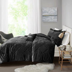 Full/Queen Velvet Comforter Set with Throw Pillow