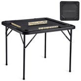 Mahjong Table 4 Player Folding Card Table & 4 Cup Holders Chip Trays Black