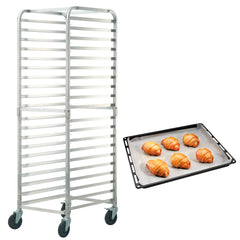 Bun Pan Rack, 20-Tier Commercial Bakery Racks with Brake Wheels, Aluminum Racking Trolley Storage for Half & Full Sheet, Speed Rack For Kitchen Home, Bread Baking Equipment, 26"L x 20.4"W x 70"H
