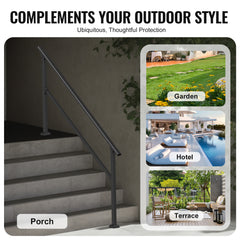 5-6 Handrails for Outdoor for Seniors Porch Deck Black Square Tube Steel