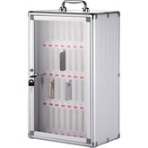 36 Slots Cell Phone Cabinet Silver Aluminum Alloy Pocket Chart Storage Locker Box w/Portable Handle, Key Lock & Handwritten Tags, Wall Mounted for Classroom, Office, Gym