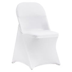Stretch Spandex Folding Chair Covers, Universal Fitted Chair Cover, Removable Washable Protective Slipcovers, for Wedding, Holiday, Banquet, Party, Celebration, Dining (100PCS White)