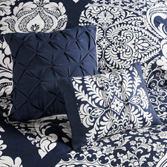 7 Piece Cotton Printed Comforter Set Indigo Queen