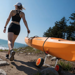 Kayak Cart, 250 lbs Load Capacity, Canoe Cart Dolly with 7.5-inch Solid Rubber Tires & Kickstand, Assembles & Disassembles Within Seconds, Paddle Board Trolley for Kayaks, Canoes, Paddleboards