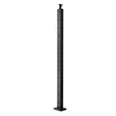 Cable Railing Post, 42x1x2 Inch Level Deck Stair Posts, 1-Pack Stainless Steel Cable Handrail Post, Pre-Drilled Pickets with Mounting Bracket Stair Railing Kit, Black, 1JZLGZXHS1063GGTD001V0