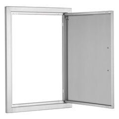 BBQ Access Door, 17W x 24H Inch Single Outdoor Kitchen Door, Stainless Steel Flush Mount Door, Wall Vertical Door with Handle, for BBQ Island, Grilling Station, Outside Cabinet