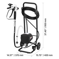 Stand Airless Paint Sprayer, 650W, 3000PSI High Pressure Airless Sprayer with Cart, Cleaning Brush, Hose, Extension Rod, Nozzles, Electric Spray Paint Machine for House Exterior and Interior