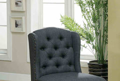 Rustic Style 2pc Counter Height Chair Bold Distressed Nailhead Trim Wingback Antique Black Finish Dining Room