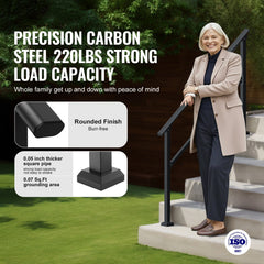 4-5 Handrails for Outdoor for Seniors Porch Deck Black Square Tube Steel