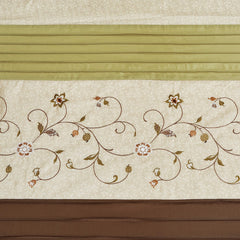 Faux Silk Embroidered Floral Shower Curtain