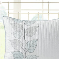 6 Piece Embroidered Quilt Set with Throw Pillows Blue Full/Queen